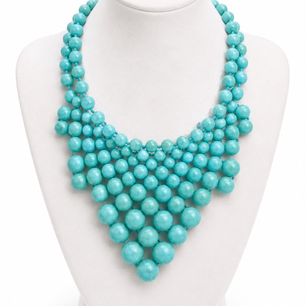 Turquoise Beaded Statement Necklace